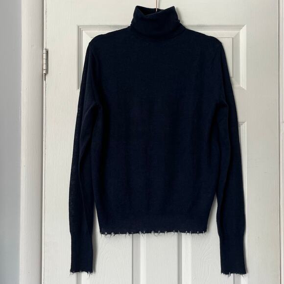 Zara Distressed Hem Wool/Alpaca Blend Turtleneck Sweater - Size M - Picture 1 of 8